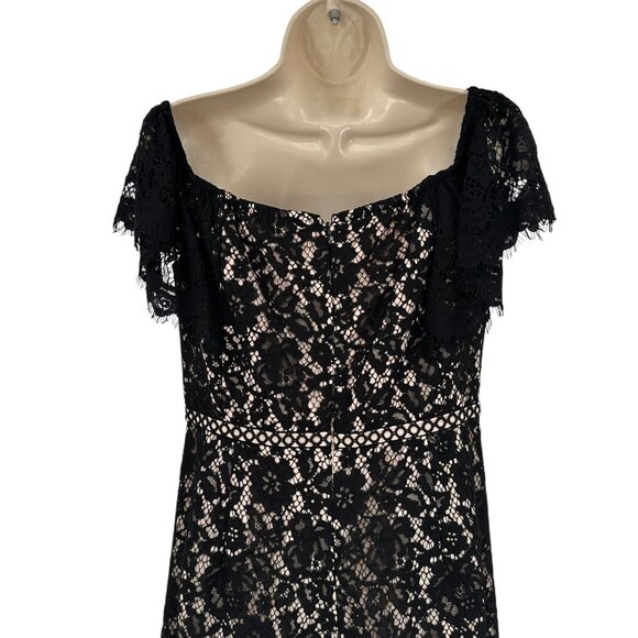 J.Crew Off-Shoulder Lace Dress Black & Nude Wedding Guest Cocktail $228 Size 6 - Picture 6 of 9